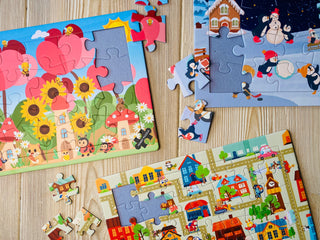 Puslespil med 20 og 42 XL brikker i papramme