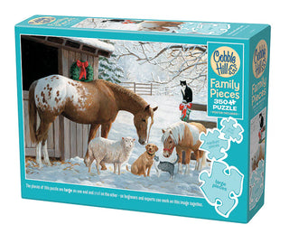 Winter Barnyard 350 XL brikker julepuslespil fra Cobble Hill