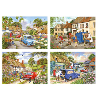 Village Life 4 x 500 brikker puslespil fra House of Puzzles