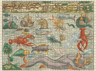 Sebastian Münster: Sea Monsters 1000 brikker puslespil fra Pomegranate