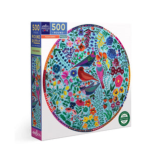 eeBoo puzzle, round with Four Birds - 500 pieces 