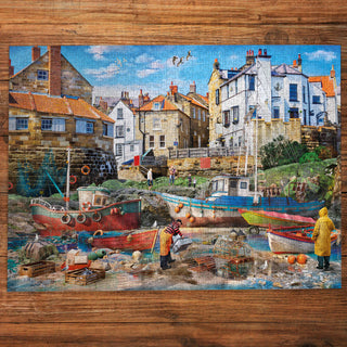 Fishermen at Robin Hood's Bay puslespil 1000 brikker fra Gibson