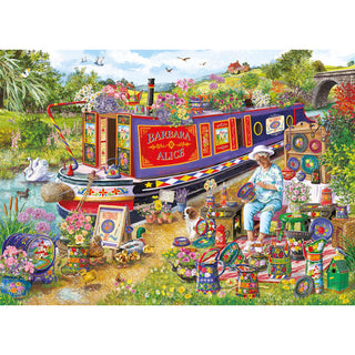 Canal Boat Blooms Gibson 500 XL brikker puslespil