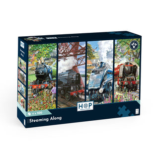 Steaming Along 4 x 500 brikker puslespil fra House of Puzzles