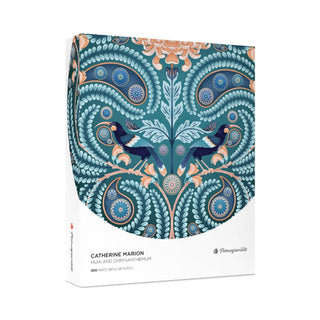 Huia und Chrysantheme 500-teiliges rundes Puzzle von Pomegranate