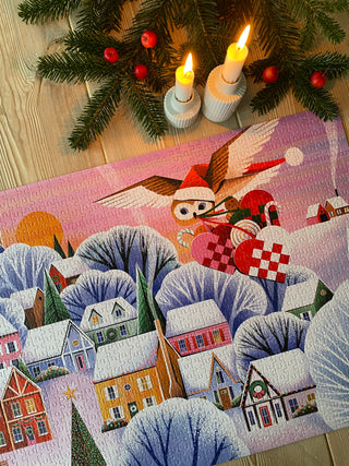 Pleated Hearts 1000 brikker julepuslespil fra Penny Puzzle