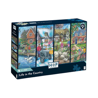 Life in the Country 4 x 500 brikker puslespil fra House of Puzzles