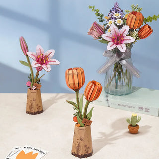 Orange Tulipan 76 brikker 3D-puslespil