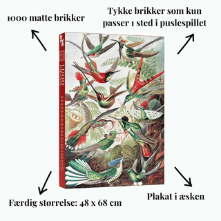 Hummingbirds 1000 brikker vintage puslespil fra Penny Puzzle