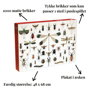 Bugs and Beetles 1000 brikker vintage puslespil fra Penny Puzzle