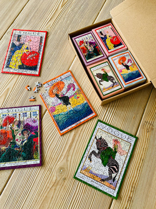 4 x Modeblad minipuslespil med 99 brikker fra Penny Puzzle
