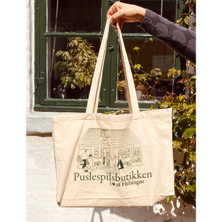 Shoulder bag in heavy canvas with burgundy print