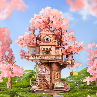Sakura Tree House Book Nook 535 brikker 3D-puslespil