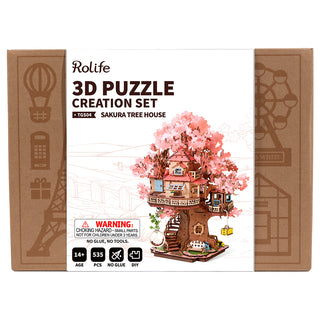 Sakura Tree House Book Nook 535 brikker 3D-puslespil
