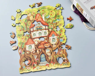 Fairy Treehouse puslespil i træ med 250 brikker fra Wentworth Puzzles