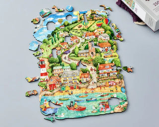 Seaside Village wooden puzzle with 250 pieces from Wentworth Puzzles