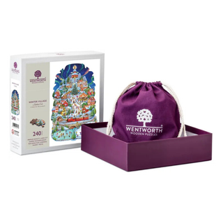 Weihnachtspuzzle „Winterdorf“ aus Holz mit 240 Teilen von Wentworth Puzzles